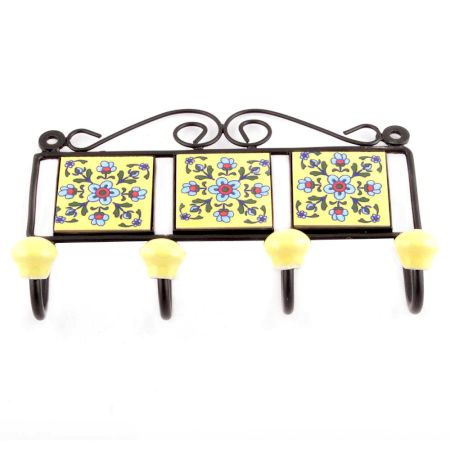  Yellow Turquoise Tiny Flower Tiles Hooks